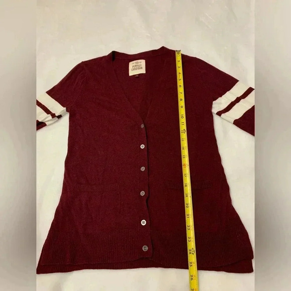 SO Perfect Cardigan Juniors Open Front Long SleeveBurgundy Pockets Casual Size L - Picture 6 of 8
